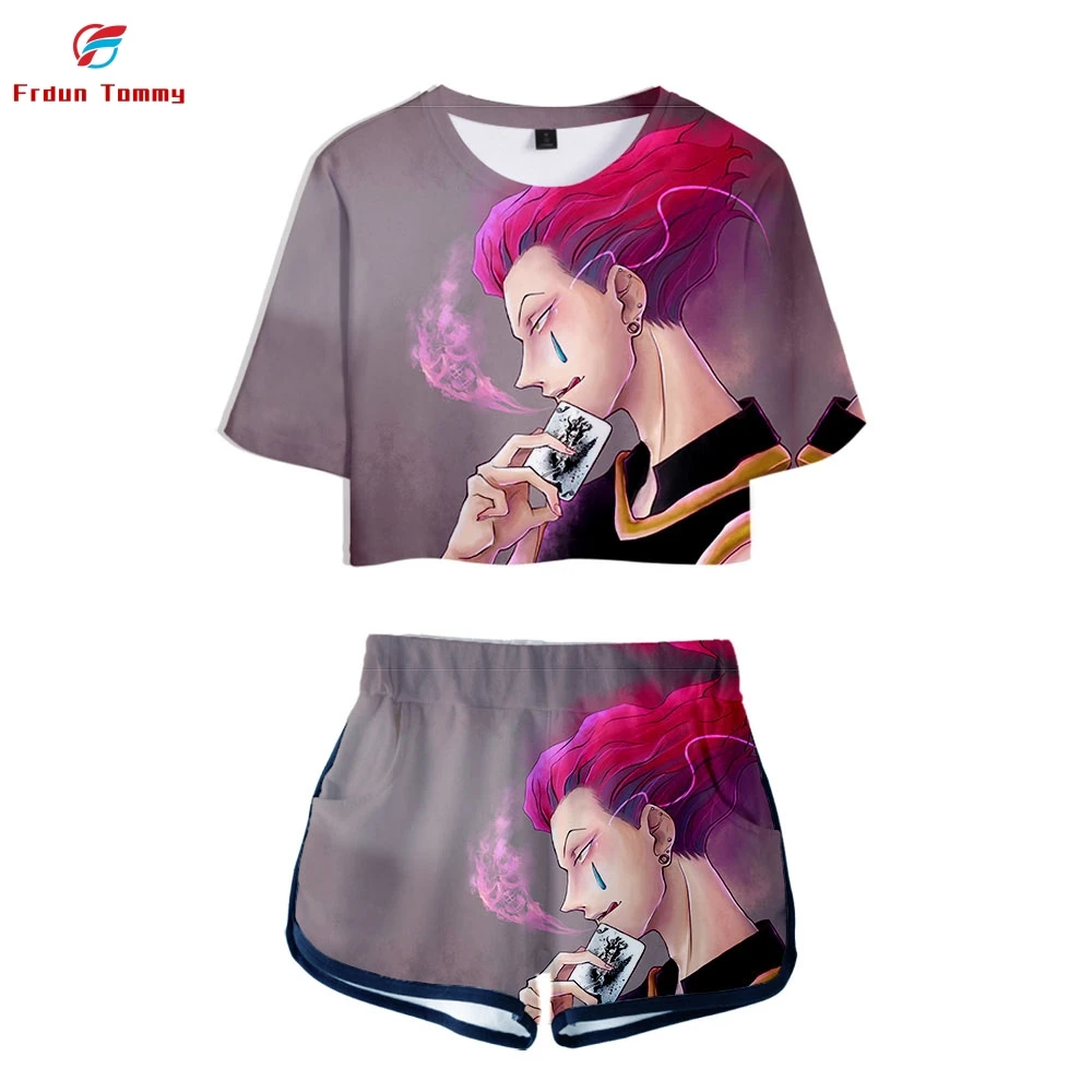 Женский комплект из двух предметов hisoka с 3D принтом шорты/кроп топ новая одежда 2019|