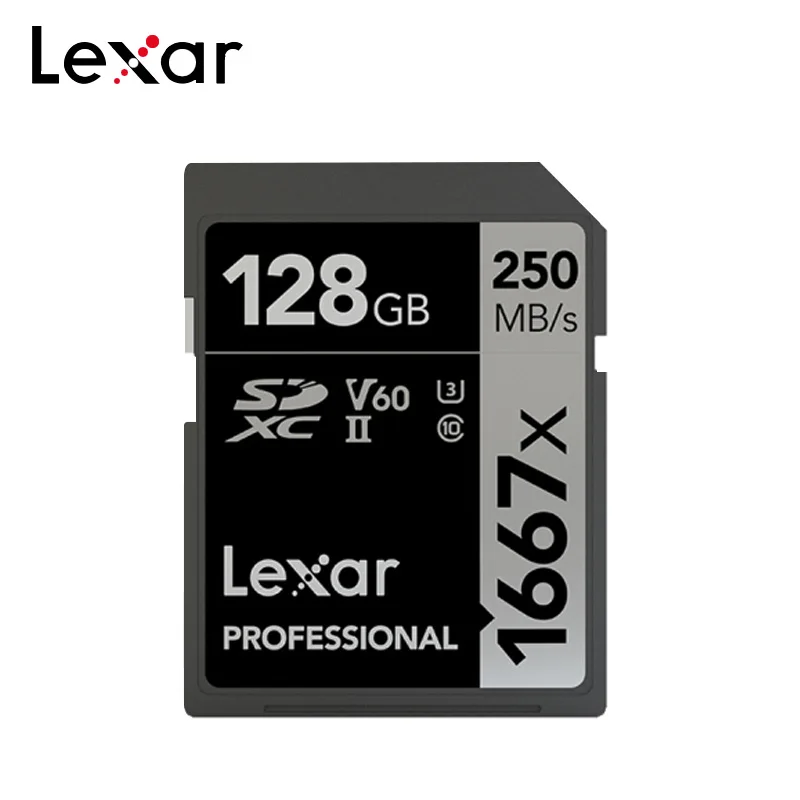 Original Lexar Professional 64GB SD Card 1667x Memory Card 250MB/s Flash Card 128GB 256GB SDXC V60 UHS-3 Class 10 For Camera