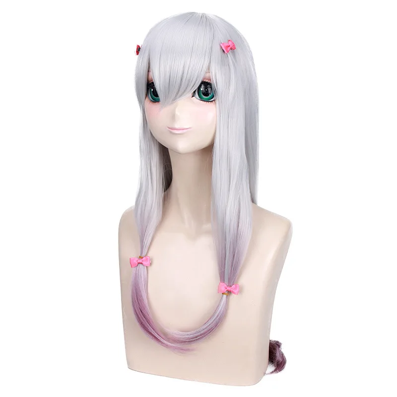 2021 дешевые парики для косплея Eromanga Sensei Sagiri Izumi серебристые Смешанные розовые