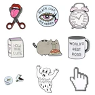 Мультфильм животных Ca Eat лапша эмаль шпильки белый значок Ghost кнопка розовый будильник брошь на рюкзак ювелирные изделия рубашка аксессуары