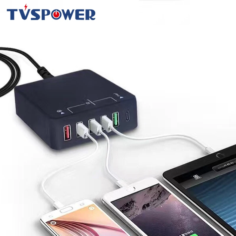 Быстрая зарядка 3,0, мульти USB C, быстрое турбо-зарядное устройство, 6 портов, Тип C, 5 В, а, мобильный телефон, настольный адаптер для iPhone, samsung, huawei