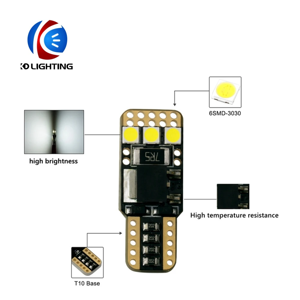KD 1 шт./лот автомобильный Стайлинг t10 led Canbus 168 194 w5w светодиод 3030 6SMD 12v Авто