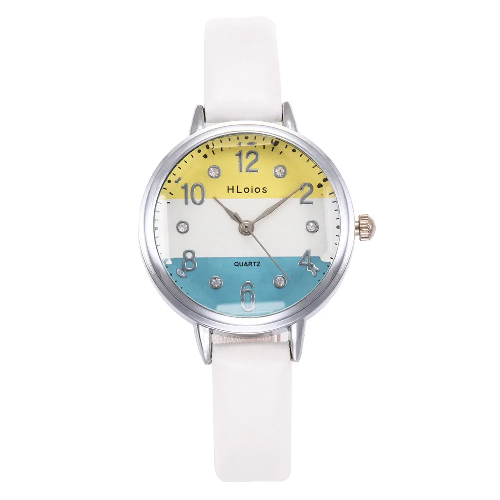 Женские кварцевые часы с кристаллами и бриллиантами 3 цвета в полоску под платье