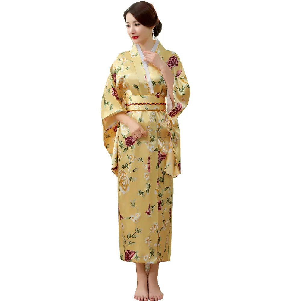 Женское винтажное шелковое кимоно Yukata платье для танцев один размер HL04|yukata obi|yukata
