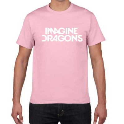pink Новинка, футболка для мужчин в стиле Харадзюку с надписью IMAGINE Dragon pok, хлопок, повседневная рок-группа, уличная одежда, мужская футболка - Цвет: pink