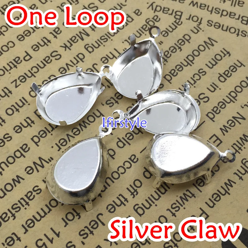 100 шт одна петля Серебряная цветная слеза форма металлический коготь Размер 10x14