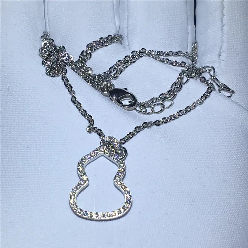 2018 Dazzling Gourd shape pendant With necklace 925 Sterling silver AAAAA zircon Cz Engagement wedding Pendants for women Gift | Украшения