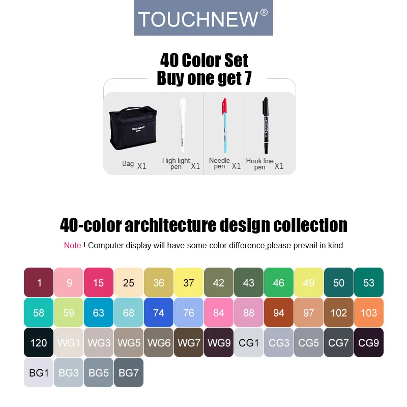40 architectural set TouchFIVE 30/40/60/80/168 набор цветных маркеров на спиртовой основе для художников, высокое качество чернил для рисования марги, скетчей, дизайна - Цвет: 40 architectural set