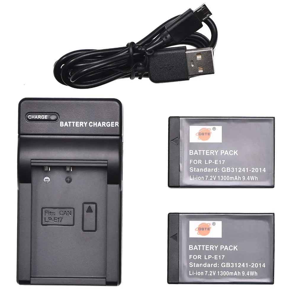 DSTE 2 шт. LP-E17 батарея с USB порт зарядное устройство для Canon EOS M3, M6 Mark II, 750D, 760D, T6i, T6s, Rebel SL3, Kiss X10
