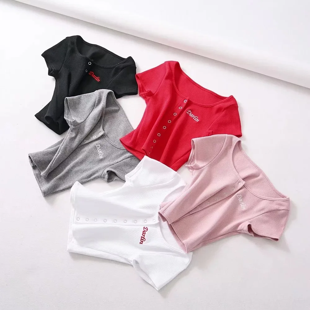 2020 Весенние новые женские сексуальные однобортные облегающие укороченные топы