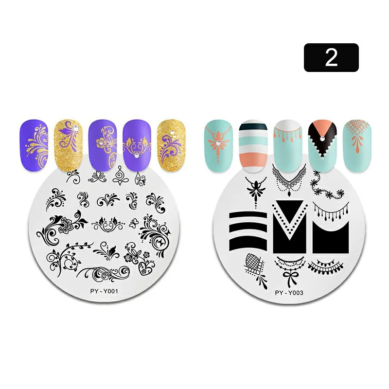 Set 2 PICT YOU прямоугольные пластины для штамповки ногтей геометрические из нержавеющей стали инструменты для штамповки ногтей набор шаблонов - Цвет: Set 2