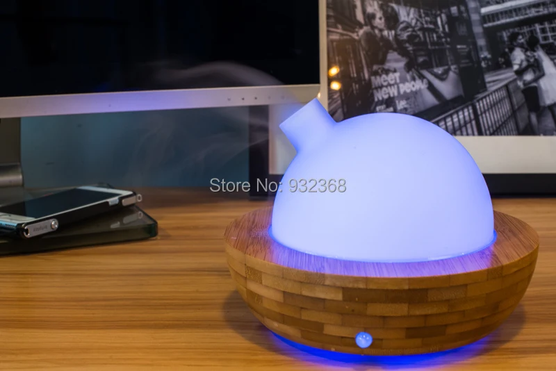 Aromatherapy Diffuser Ultrasonic Humidifier Nebulizer Essential Oil Glass Cover & Bamboo Bottom | Бытовая техника