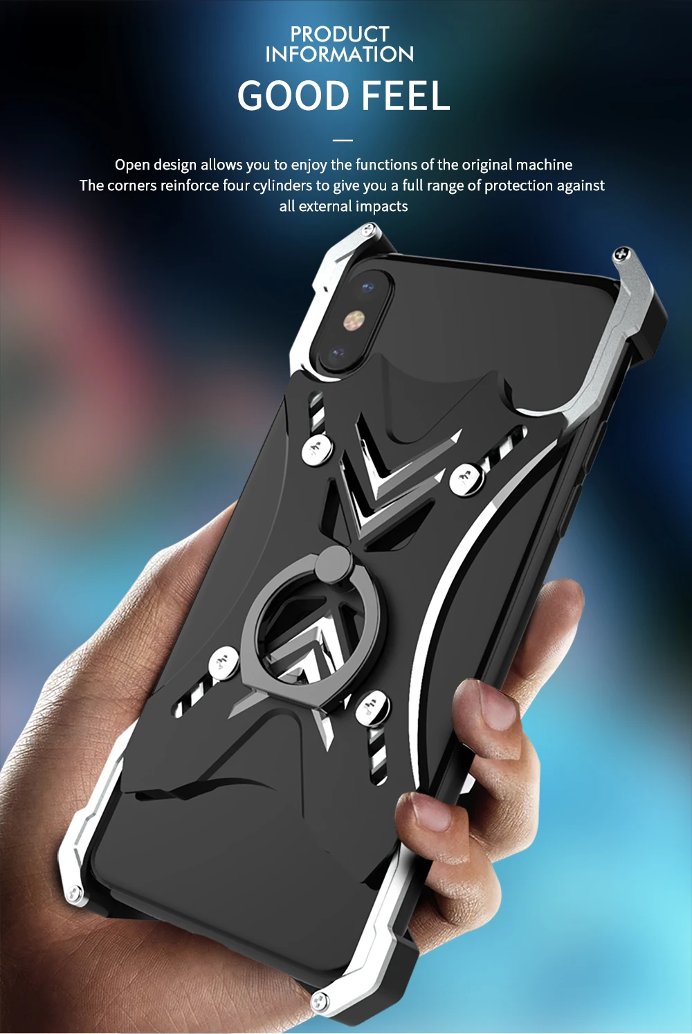 Для Apple Iphone X чехол-подставка R-just RJ06 металлический жесткий чехол-держатель для телефона чехол с ЧПУ для Iphone XS Max противоударный чехол