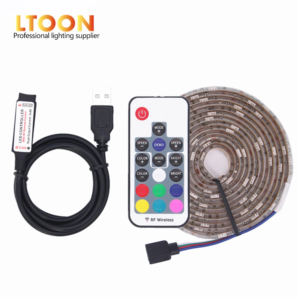 

[LTOON]USB LED Strip lamp 2835SMD DC5V Flexible LED light Tape Ribbon 1M 2M 3M 4M 5M HDTV TV Desktop Screen Bias lighting