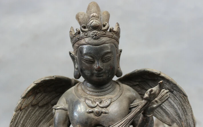 Песня voge Gem S4470 9 &quotКитайская Чистая Бронза Медь Garuda чечетка Будда езда статуя