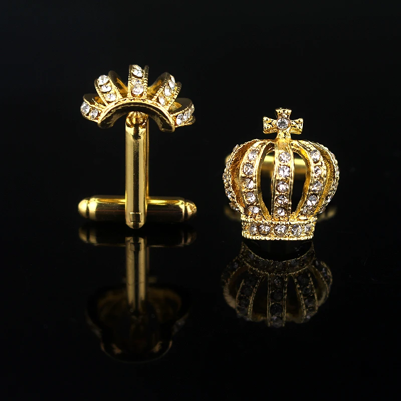 Новые классические запонки в виде короны Очаровательная Золотая Корона