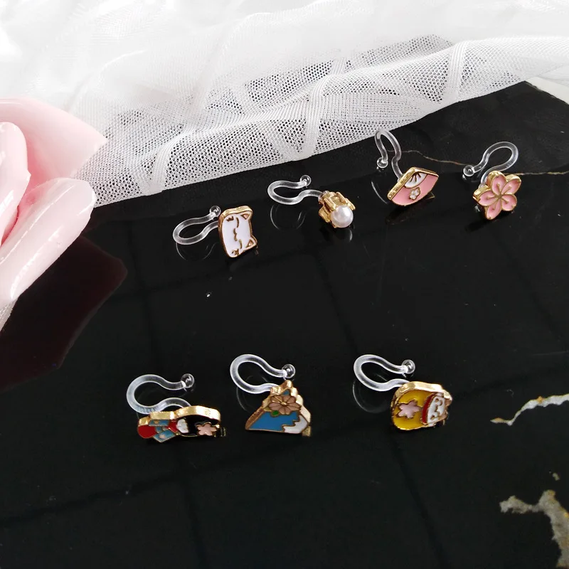 Мультфильм костюм Фудзи кимоно вентилятор серьги Джокер cherry blossom Цветок Модные
