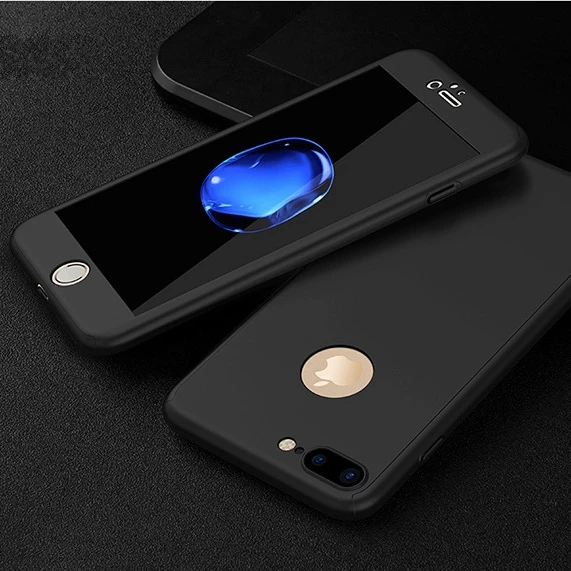 black 360 градусов полный Чехол для iphone 11 Pro Max Xs Max Xr 6S 6 Plus Чехол Жесткий PC закаленное стекло чехол для iphone 7 8 Plus чехол s - Цвет: black