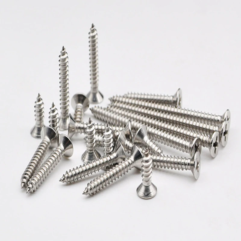 High Quality 300PCS/lot 304 Stainless steel Self-tapping Screws Phillips Screws Counter-sunk Wood Screws Fasteners Hardware