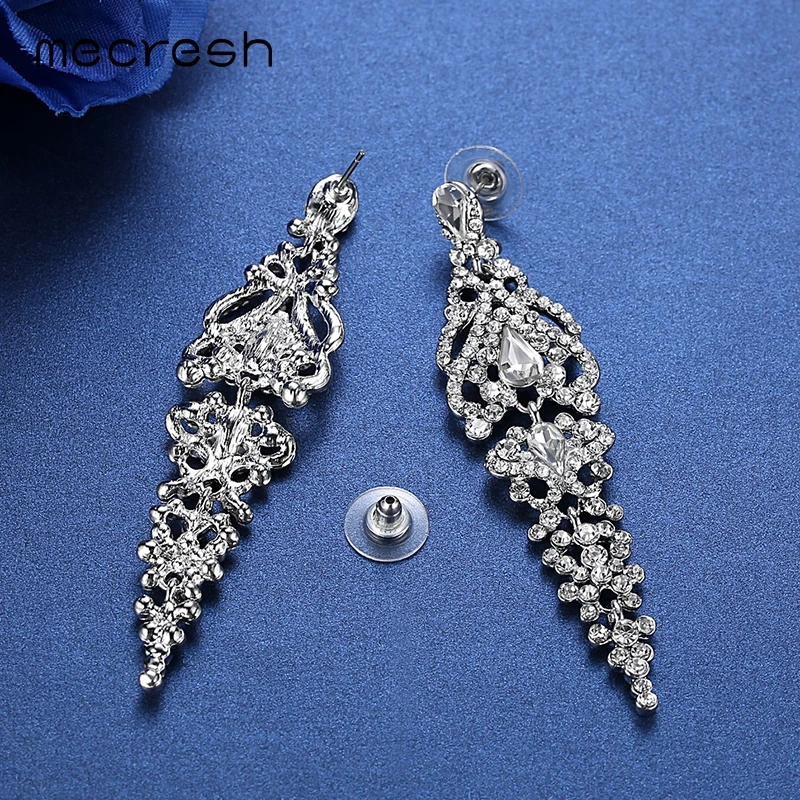 Mecresh Простые Свадебные Висячие серьги для женщин прозрачный с украшением в виде