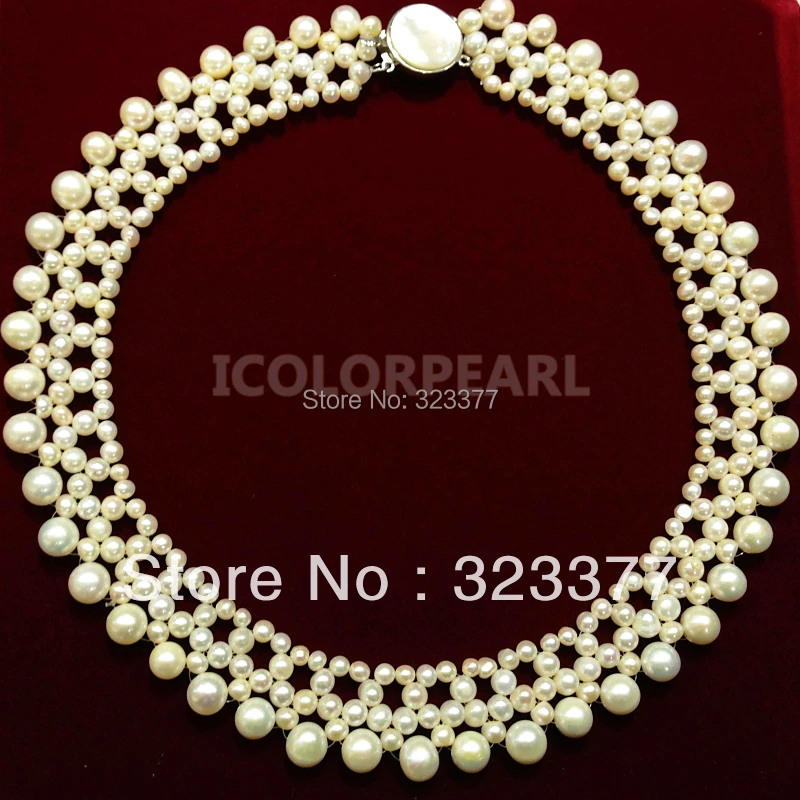 Preço Elegante 4-8mm Rodada De Água Doce Branco Pérola Colar De Casamento. Nobre E Clássico Jóias Presente Para Noivas! Enviados De Forma Segura Em Caixa!