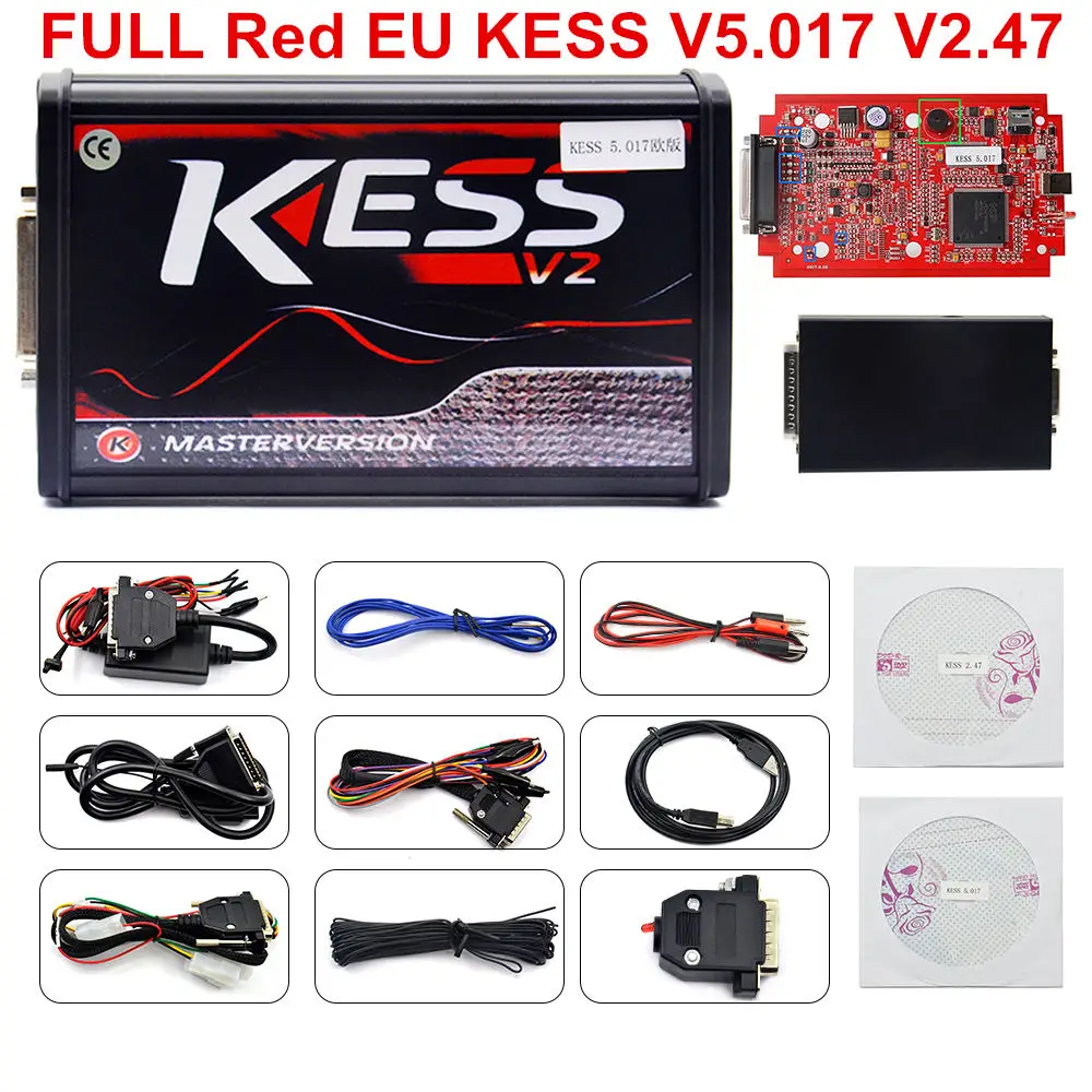 KESS V2 V2.47 EU Новейший онлайн V2.47 EU красный Kess V5.017 OBD2 менеджер Тюнинг Комплект KTAG V7.020 4 светодиодный Kess V2 5,017 ECU программист неограниченный - Цвет: KESS V2 V2.47 EU