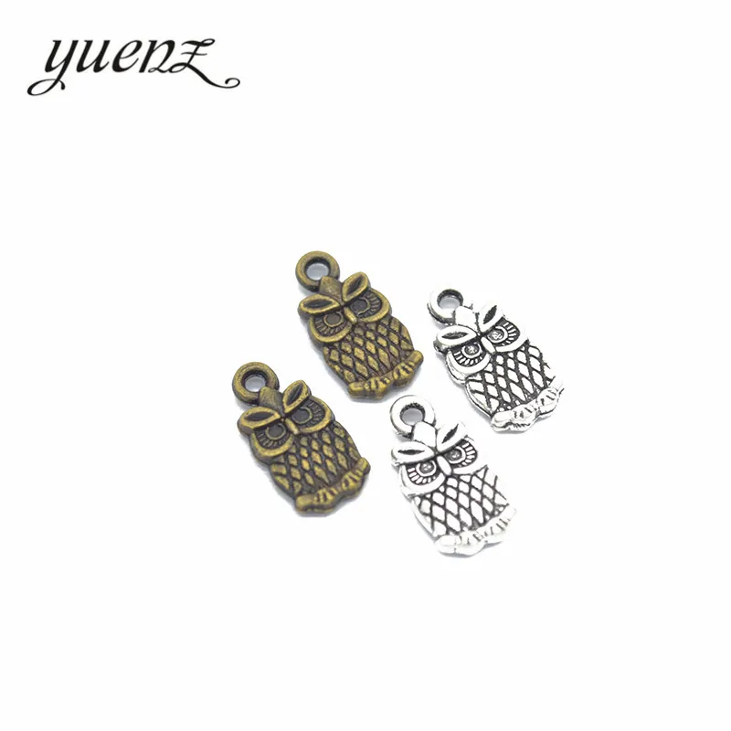 

YuenZ 20pcs 2 color Antique silver color Alloy owl charms Pendant Jewelry Findings 15*7mm D143