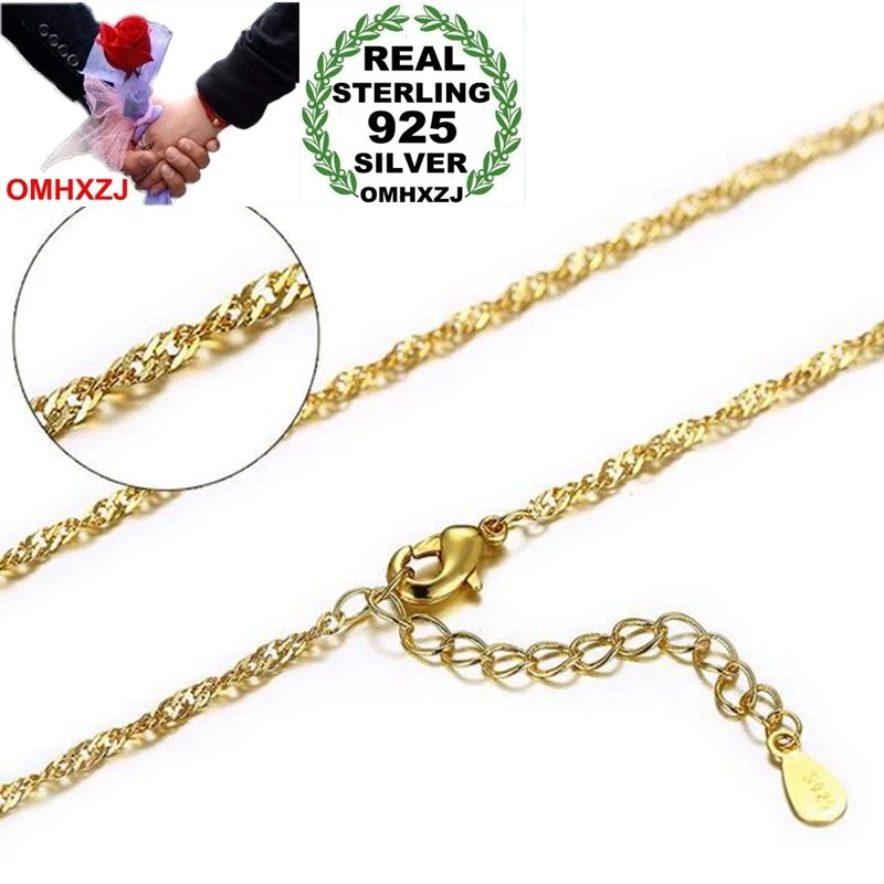 

OMHXZJ Wholesale Trendy Fashion Woman Man Gift High Quality 24 K 44 CM 17 Inch 24K Gold Water Ripple Accessory Necklaces NK31