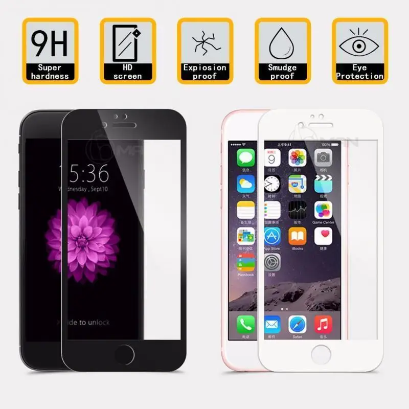 Изогнутое закаленное стекло с твердыми краями для iphone 6s 6plus полноэкранное