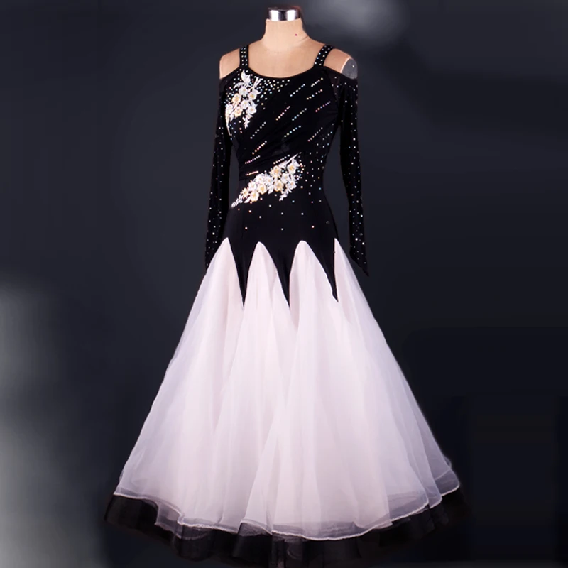 

Ballroom dance costume sexy senior stones long sleeves ballroom dance dress for women ballroom dance competition dresses M047
