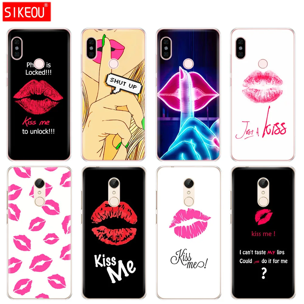 Силиконовый чехол для телефона Xiaomi redmi 5 4 1 1s 2 3 3s pro PLUS note 4X 4A 5A Kiss me губы помада