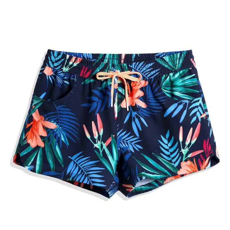 Female New Swimming trunks hawaiian swimsuit quick dry surfing printed tropical swimwear breathable briefs board shorts mesh - Цвет: QWA597