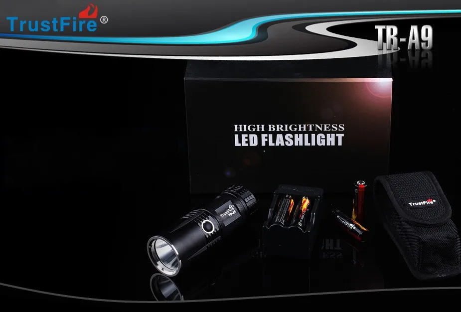 

TrustFire A9 CREE XM-L2 Cool White 800lm 5-Mode LED Flashlight+4x14500+1xCharger
