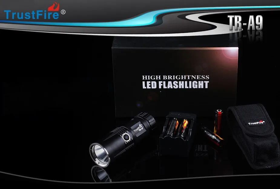 

TrustFire A9 CREE XM-L2 холодный белый 800lm 5-режимный светодиодный фонарик + 4x14500 + 1 зарядное устройство