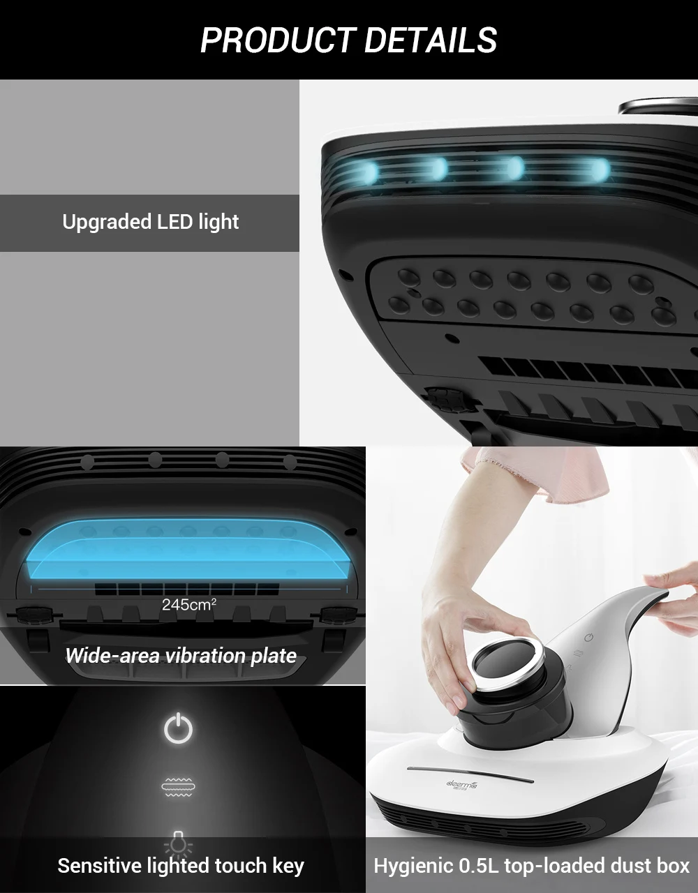 Новое поступление Deerma CM1500 UV клещей пылесос ручной 12000Pa сильный всасывающий Анти-пыль HEPA для кровати матрас Подушка Диван