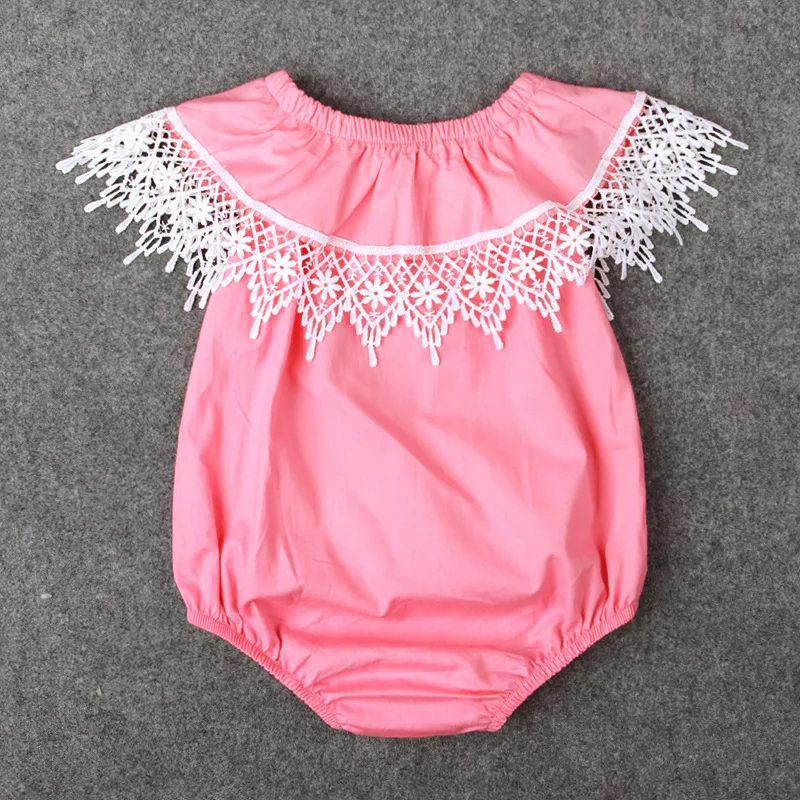 2017 Летние Новорожденного Девушки Круглым Воротом Оборками С Коротким Рукавом