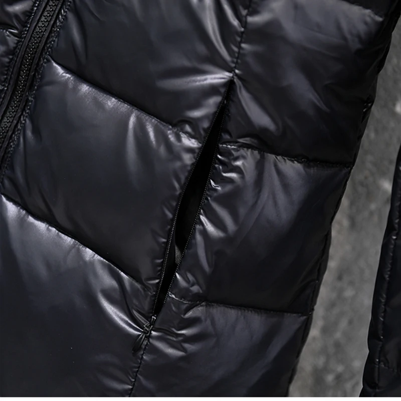 Женский пуховик на утином пуху размера плюс с толстым воротником из натурального