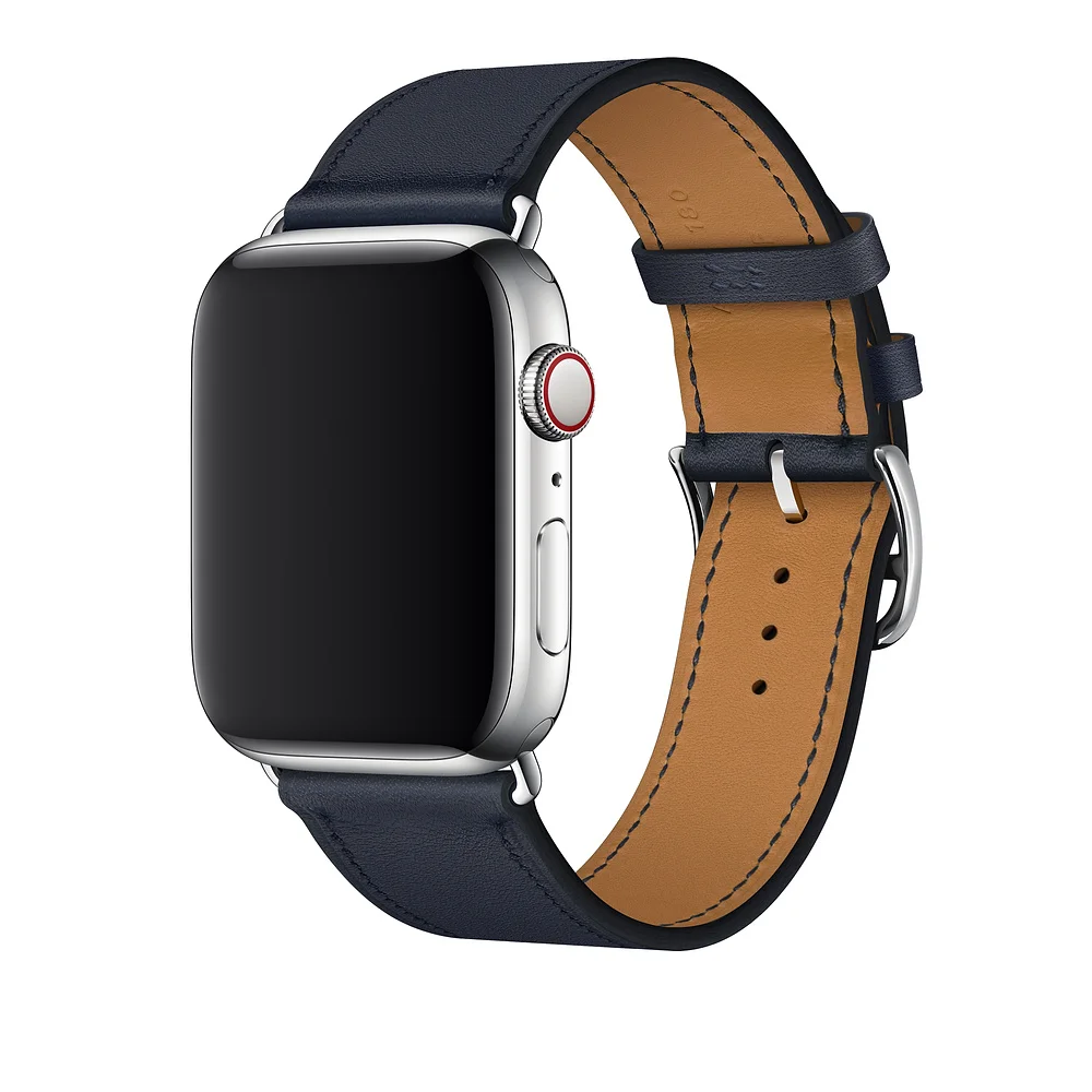 Хохлатая один тур кожаный ремешок для наручных часов Apple Watch, версии 5 4 44 мм 40 мм браслет наручных часов iwatch серии 3/2/1, 42 мм, 38 мм, версия кабели зарядных устройств с поясом