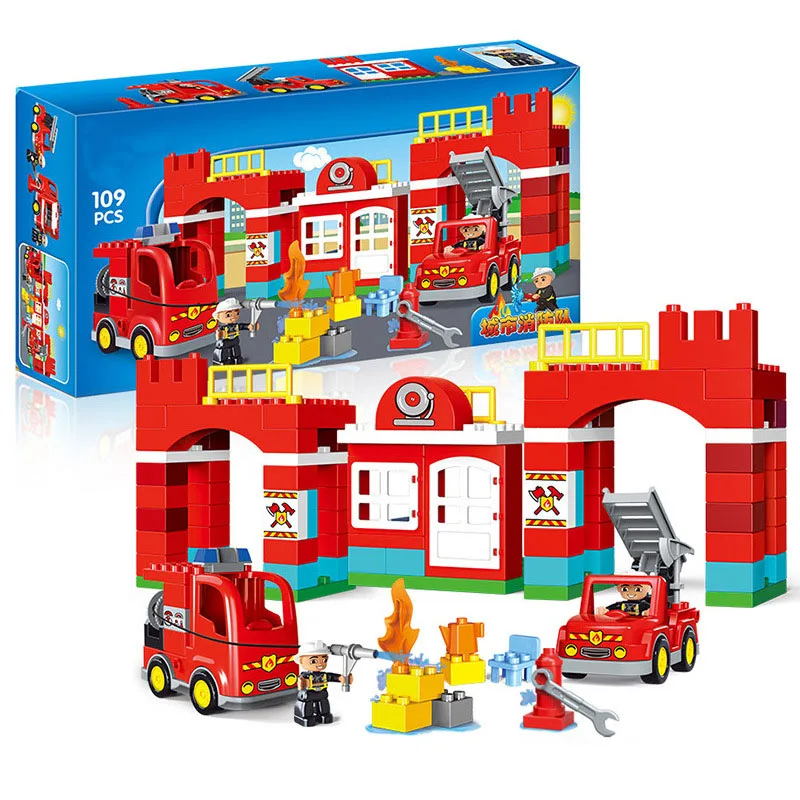 

DIY Cartoon Fire Series Building Blocks Set Bricks Model Big Size Toys Educational Creative Toys Gifts For Kids Children Baby