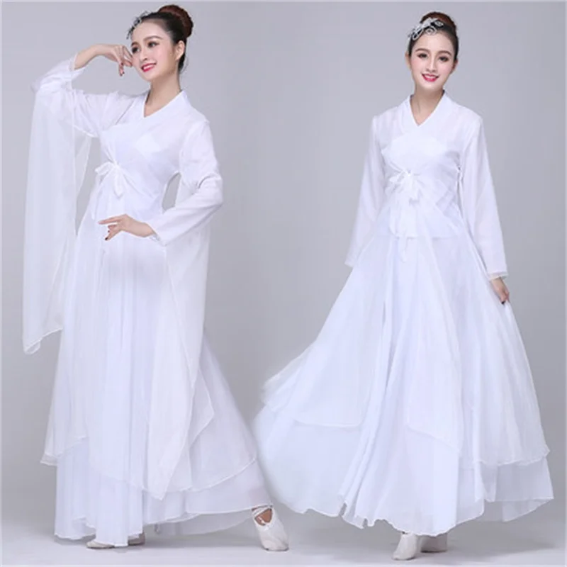 

2020 New Women's Adult Ethnic Classical Dance Costumes Elegant Chinese Style Fresh Elegant White/Red Costume Performance Hanfu