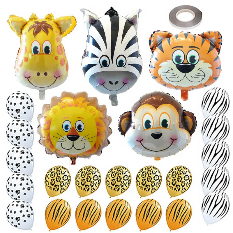 animal balloons 25 шт воздушные шары в форме животных сафари День Рождения шар джунгли тематическая вечеринка на день рождения воздушные шары День рождения украшения Детские игрушки воздушный шар - Цвет: animal balloons