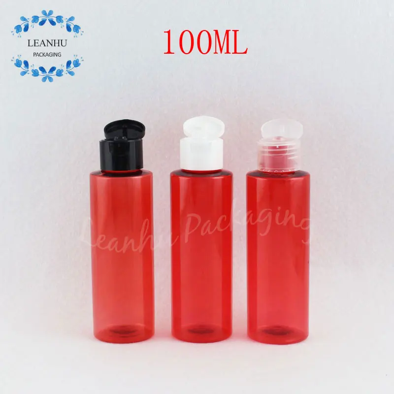 

Красная пластиковая бутылка с плоскими плечами объемом 100 мл, емкость для лосьона/тонера объемом см3, пустой косметический контейнер (50 шт./л...
