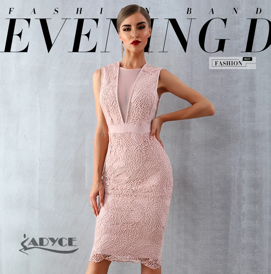 ADYCE, новинка, летнее женское Бандажное платье, Vestidos, на бретелях, сексуальное, кружевное, Сетчатое, без рукавов, бодикон, Клубная одежда, знаменитости, Подиумные, вечерние платья