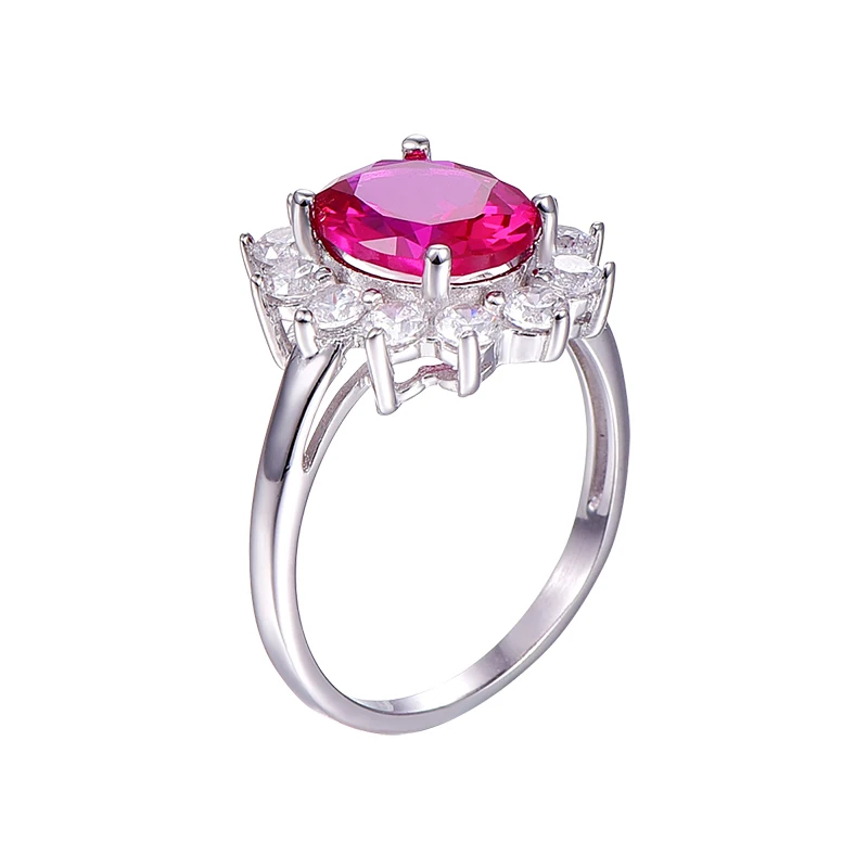 2.95ct с натуральным красным Рубином в форме цветка, Твердое Серебро 925 пробы, обручальное кольцо, ювелирные изделия