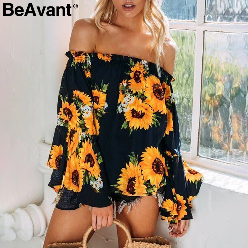 Женская пляжная блузка с цветочным принтом BeAvant Boho Повседневная Блузка