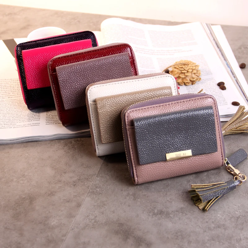 Для женщин короткие бумажник 2017 искусственная кожа Женский со вставками на