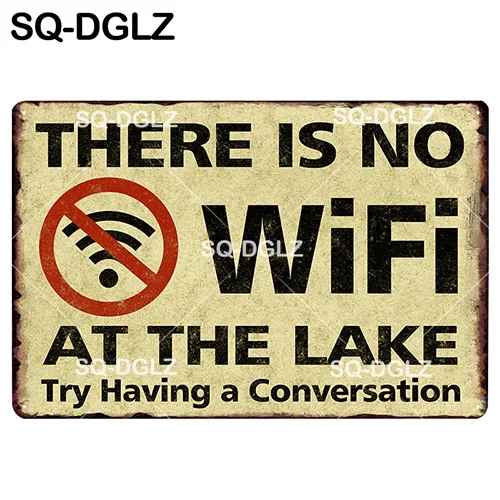 [SQ-DGLZ] Бесплатный Интернет WiFi точка доступа Оловянная вывеска Настенный декор прибывают в темную сторону металлические поделки WiFi зона плавок художественный плакат - Цвет: 1330
