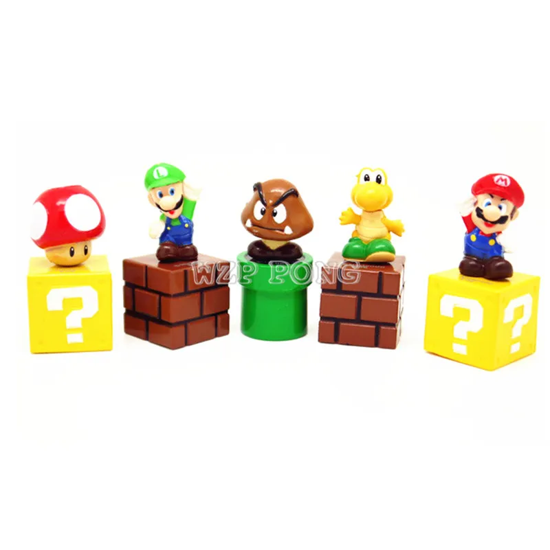 5 шт./лот Super Mario Bros ПВХ экшн фигурки коллекция mario Грибная коробка модель куклы