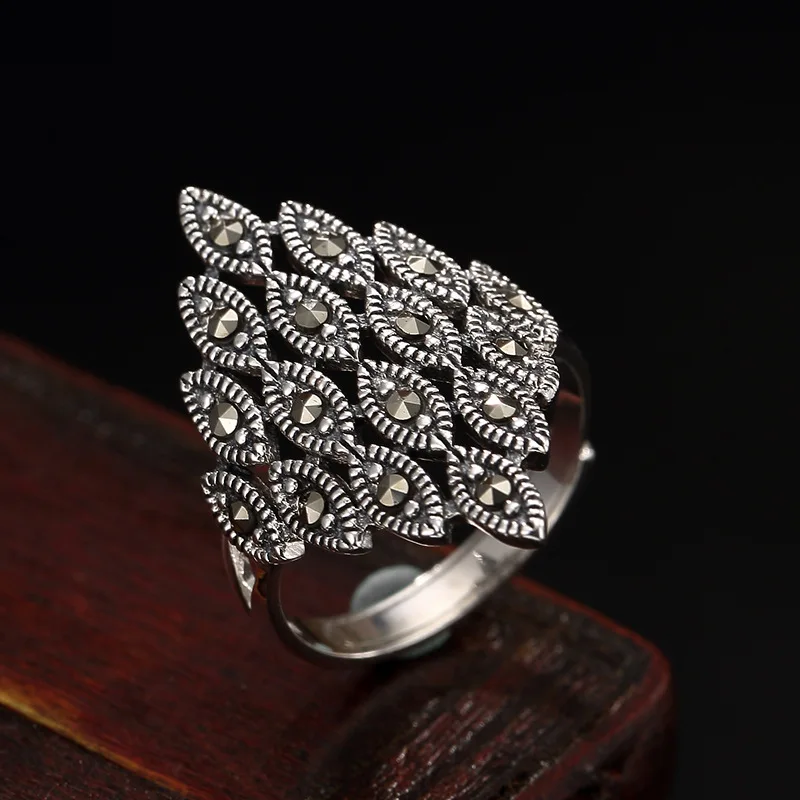 2018 New Women Morganite Anel Feminino Hot S925 Sterling Antique Mosaic Stone Lady High Grade Jog Open Ring Wholesale. | Украшения и