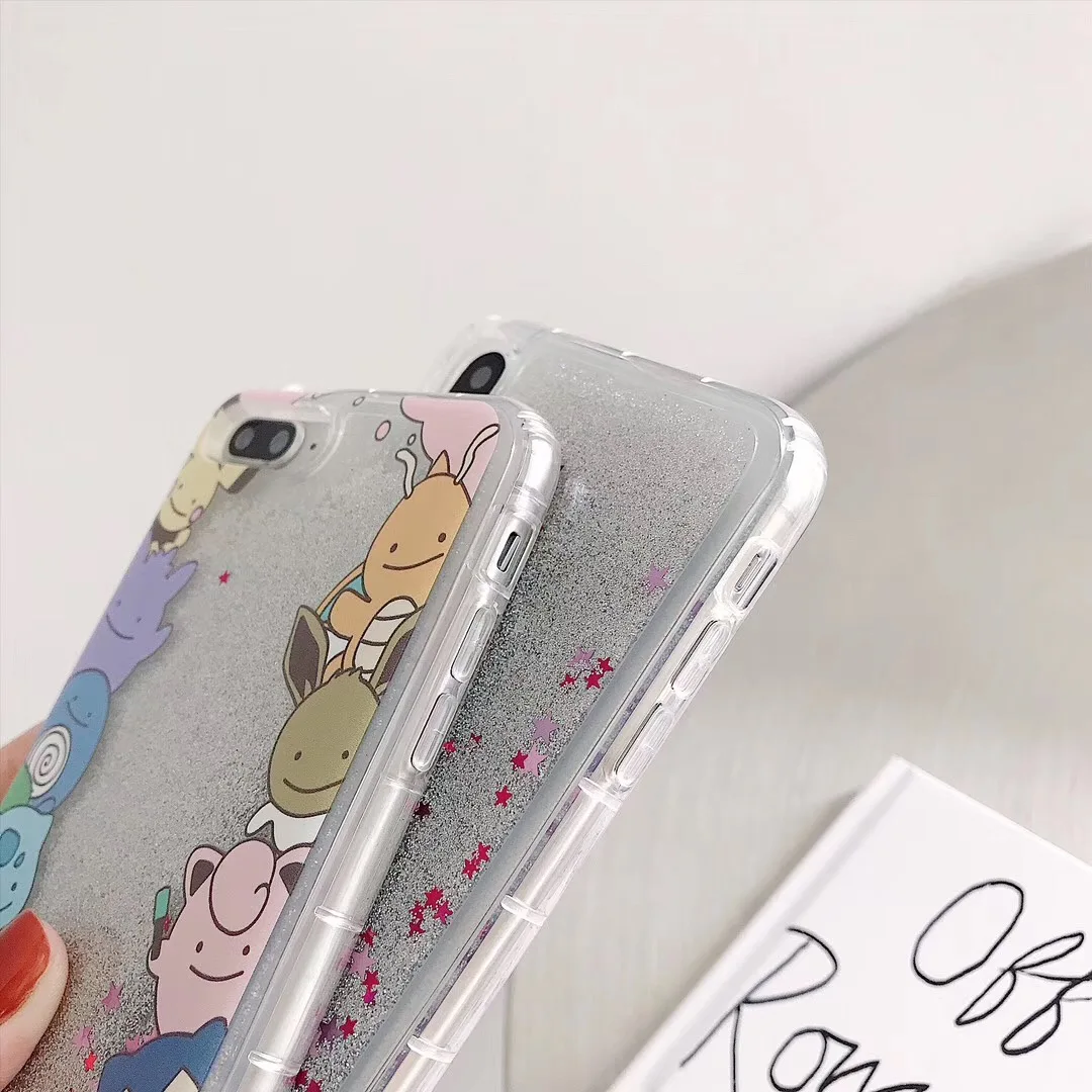Cute cartoon anime shiny gritter Phone Case For iPhone XS MAX XR 6 s 7 8 Plus 11 pro Quicksand Glitter Fun Cartoon soft cover |